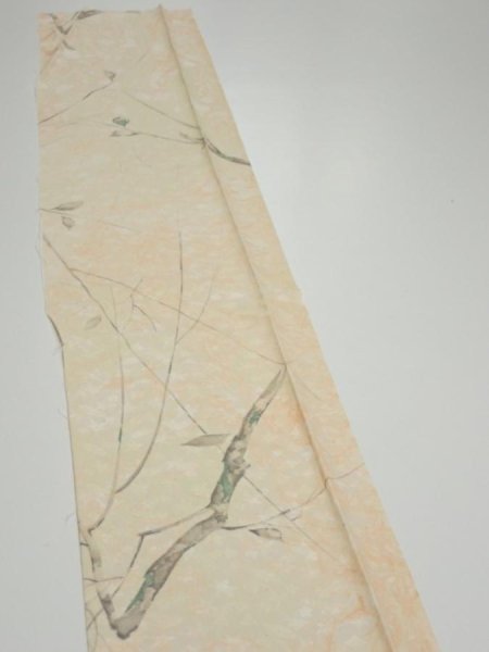 Photo3: 1T07z40  Japanese Kimono Silk  FABRIC Suminagashi Off-white 58.3x7.5 (3)
