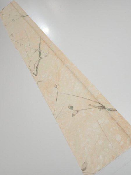 Photo5: 1T07z40  Japanese Kimono Silk  FABRIC Suminagashi Off-white 58.3x7.5 (5)