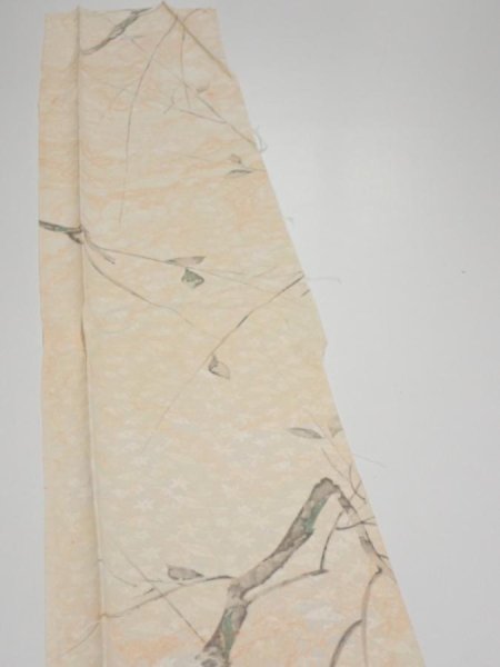 Photo3: 1T08z40  Japanese Kimono Silk  FABRIC Suminagashi Off-white 60.6x7.5 (3)