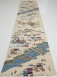 Photo5: 1T06z80  Japanese Kimono Silk  FABRIC Edo era Sand beige 51.2x13.8 (5)