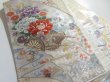 Photo1: 5114Y03z1200  Japanese Kimono Silk FUKURO OBI Flower cart Silver 171.7x12.2 (1)