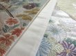 Photo2: 5114Y03z1200  Japanese Kimono Silk FUKURO OBI Flower cart Silver 171.7x12.2 (2)