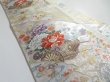 Photo3: 5114Y03z1200  Japanese Kimono Silk FUKURO OBI Flower cart Silver 171.7x12.2 (3)
