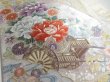 Photo4: 5114Y03z1200  Japanese Kimono Silk FUKURO OBI Flower cart Silver 171.7x12.2 (4)