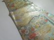 Photo3: 5114Y05z920  Japanese Kimono Silk FUKURO OBI Temple Light blue 168.5x12.2 (3)