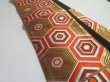 Photo3: 5114Y07z1100  Japanese Kimono Silk FUKURO OBI Kikko Gold 159.1x11.6 (3)