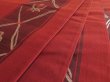 Photo2: 5114Y10z850  Japanese Kimono Silk FUKURO OBI Bird Dark red 166.9x12.4 (2)
