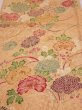 Photo1: 4B01z60  Japanese Kimono Silk  FABRIC Peony Light orange 40.2x14.6 (1)