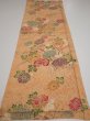 Photo5: 4B01z60  Japanese Kimono Silk  FABRIC Peony Light orange 40.2x14.6 (5)