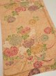 Photo2: 4B02z60  Japanese Kimono Silk  FABRIC Peony Light orange 40.2x14.6 (2)