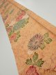 Photo1: 4B08z40  Japanese Kimono Silk  FABRIC Peony Light orange 55.9x7.1 (1)