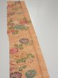 Photo3: 4B08z40  Japanese Kimono Silk  FABRIC Peony Light orange 55.9x7.1 (3)