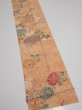 Photo2: 4B09z60  Japanese Kimono Silk  FABRIC Peony Light orange 78.0x7.3 (2)