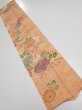 Photo1: 4B10z30  Japanese Kimono Silk  FABRIC Peony Light orange 33.9x7.3 (1)