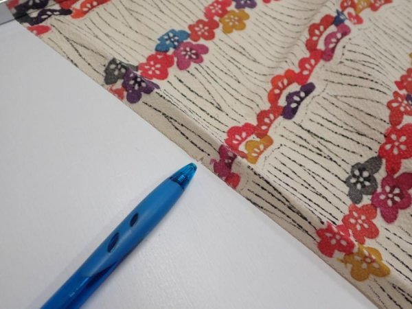 Photo8: 4B02z60  Japanese Kimono Silk  FABRIC Plum blossom Off-white 44.5x14.4 (8)