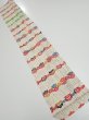 Photo1: 4B09z30  Japanese Kimono Silk  FABRIC Plum blossom Off-white 37.8x6.7 (1)