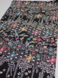 Photo3: 4B01z60  Japanese Kimono Silk  FABRIC Flowers Black 40.6x14.2 (3)