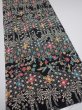 Photo2: 4B05z100  Japanese Kimono Silk  FABRIC Flowers Black 68.5x14.2 (2)