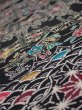Photo4: 4B05z100  Japanese Kimono Silk  FABRIC Flowers Black 68.5x14.2 (4)