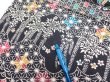 Photo6: 4B05z100  Japanese Kimono Silk  FABRIC Flowers Black 68.5x14.2 (6)