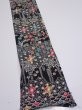 Photo2: 4B08z50  Japanese Kimono Silk  FABRIC Flowers Black 60.6x7.1 (2)