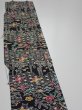 Photo3: 4B08z50  Japanese Kimono Silk  FABRIC Flowers Black 60.6x7.1 (3)