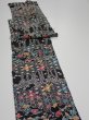 Photo3: 4B09z60  Japanese Kimono Silk  FABRIC Flowers Black 82.7x7.1 (3)