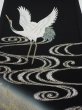Photo1: 2U07z100  Japanese Kimono Silk  FABRIC Crane Black 67.7x14.8 (1)