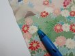 Photo9: 2U10z110  Japanese Kimono Silk  FABRIC Flowers Black 69.3x14.6 (9)