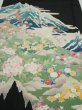 Photo1: 2T05z150  Japanese Kimono Silk  FABRIC  Black 57.5x18.5 (1)