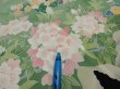 Photo7: 2T05z150  Japanese Kimono Silk  FABRIC  Black 57.5x18.5 (7)