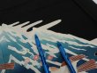 Photo10: 2T05z150  Japanese Kimono Silk  FABRIC  Black 57.5x18.5 (10)