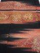 Photo1: 2T06z150  Japanese Kimono Silk  FABRIC Flowers Black 60.6x18.5 (1)