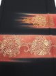 Photo1: 2T07z110  Japanese Kimono Silk  FABRIC  Black 71.7x14.6 (1)