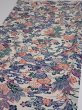 Photo3: 4B01z70  Japanese Kimono Silk  FABRIC Flowers Smoky white 41.7x14.6 (3)