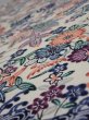 Photo4: 4B01z70  Japanese Kimono Silk  FABRIC Flowers Smoky white 41.7x14.6 (4)