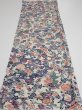 Photo5: 4B01z70  Japanese Kimono Silk  FABRIC Flowers Smoky white 41.7x14.6 (5)