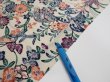 Photo6: 4B01z70  Japanese Kimono Silk  FABRIC Flowers Smoky white 41.7x14.6 (6)