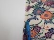 Photo7: 4B01z70  Japanese Kimono Silk  FABRIC Flowers Smoky white 41.7x14.6 (7)