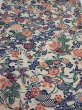Photo1: 4B02z70  Japanese Kimono Silk  FABRIC Flowers Smoky white 41.7x14.6 (1)
