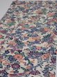Photo3: 4B02z70  Japanese Kimono Silk  FABRIC Flowers Smoky white 41.7x14.6 (3)