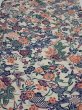 Photo1: 4B04z100  Japanese Kimono Silk  FABRIC Flowers Smoky white 63.8x14.6 (1)