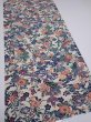Photo2: 4B04z100  Japanese Kimono Silk  FABRIC Flowers Smoky white 63.8x14.6 (2)