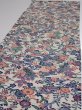 Photo3: 4B04z100  Japanese Kimono Silk  FABRIC Flowers Smoky white 63.8x14.6 (3)
