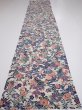 Photo5: 4B04z100  Japanese Kimono Silk  FABRIC Flowers Smoky white 63.8x14.6 (5)