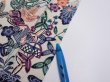 Photo6: 4B04z100  Japanese Kimono Silk  FABRIC Flowers Smoky white 63.8x14.6 (6)