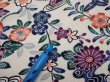 Photo7: 4B04z100  Japanese Kimono Silk  FABRIC Flowers Smoky white 63.8x14.6 (7)