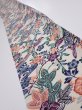 Photo1: 4B08z50  Japanese Kimono Silk  FABRIC Flowers Smoky white 57.9x7.3 (1)