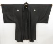 Photo6: 5106T01z240 Vintage Japanese Kimono Silk Men's See through HAORI Black (6)