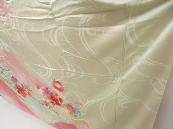 Photo4: 5106T09z1210 Vintage Japanese Kimono Silk FURISODE Phoenix Off-white (4)